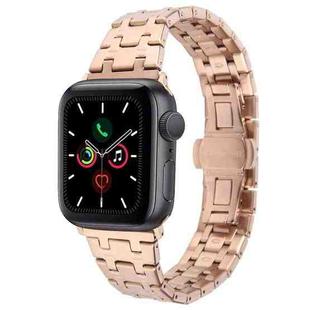 For Apple Watch Series 5 44mm Double T Stainless Steel Watch Band(Rose Gold)