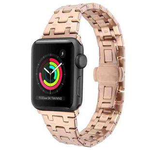 For Apple Watch Series 3 38mm Double T Stainless Steel Watch Band(Rose Gold)