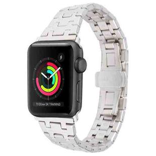 For Apple Watch Series 3 38mm Double T Stainless Steel Watch Band(Starlight)