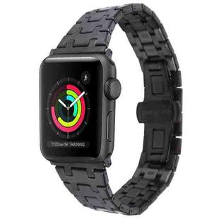 For Apple Watch 42mm Double T Stainless Steel Watch Band(Black)