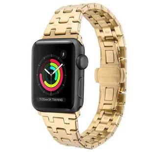 For Apple Watch 42mm Double T Stainless Steel Watch Band(Gold)