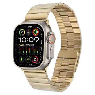 For Apple Watch Ultra 2 49mm Bamboo Stainless Steel Magnetic Watch Band(Gold)