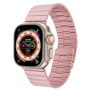 For Apple Watch Ultra 49mm Bamboo Stainless Steel Magnetic Watch Band(Pink)