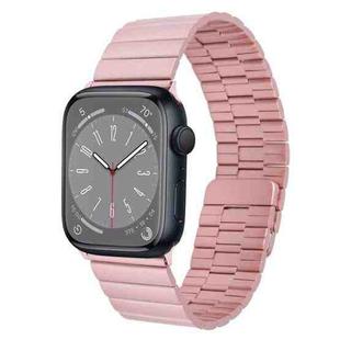 For Apple Watch Series 8 45mm Bamboo Stainless Steel Magnetic Watch Band(Pink)