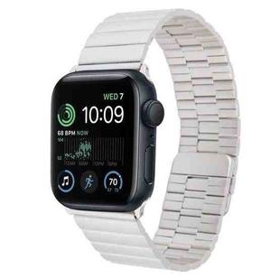 For Apple Watch SE 2022 44mm Bamboo Stainless Steel Magnetic Watch Band(Starlight)