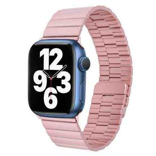 For Apple Watch SE 44mm Bamboo Stainless Steel Magnetic Watch Band(Pink)