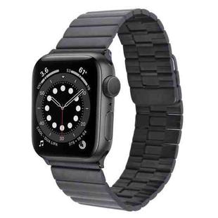 For Apple Watch Series 6 44mm Bamboo Stainless Steel Magnetic Watch Band(Black)