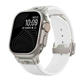 For Apple Watch Ultra 2 49mm Vertical Texture Elastic Silicone Watch Band(White)