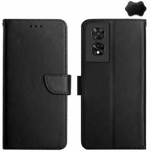 For TCL 505 Genuine Leather Fingerprint-proof Flip Phone Case(Black)
