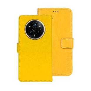 For Realme 14 Pro+ 5G idewei Crazy Horse Texture Leather Phone Case(Yellow)