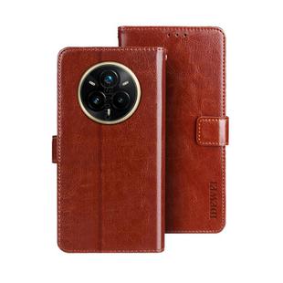 For Realme 14 Pro+ 5G idewei Crazy Horse Texture Leather Phone Case(Brown)