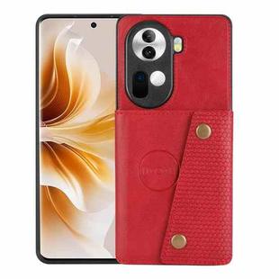 For OPPO Reno11 5G Global Double Buckle Card Slots Magnetic Phone Case(Red)