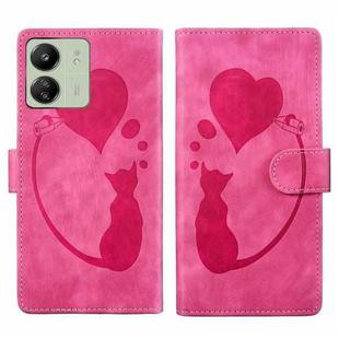 For Xiaomi Poco C65 / Redmi 13C 4G/5G Pen Heart Cat Embossed Leather Phone Case(Pink)