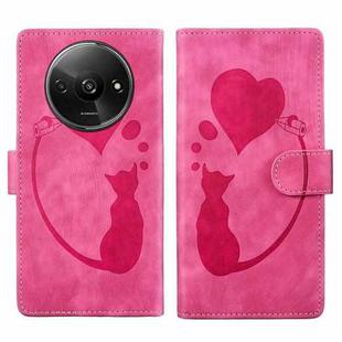 For Xiaomi Redmi A3 Pen Heart Cat Embossed Leather Phone Case(Pink)