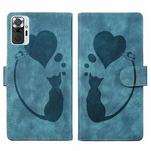 For Xiaomi Redmi Note 10 Pro Pen Heart Cat Embossed Leather Phone Case(Blue)