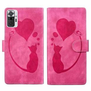 For Xiaomi Redmi Note 10 Pro Pen Heart Cat Embossed Leather Phone Case(Pink)