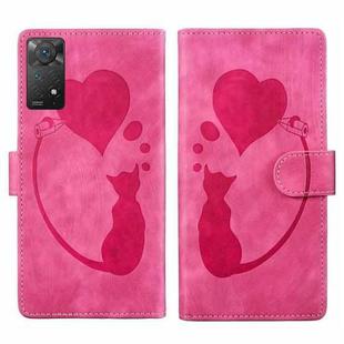 For Xiaomi Redmi Note 11 Pro 5G Pen Heart Cat Embossed Leather Phone Case(Pink)