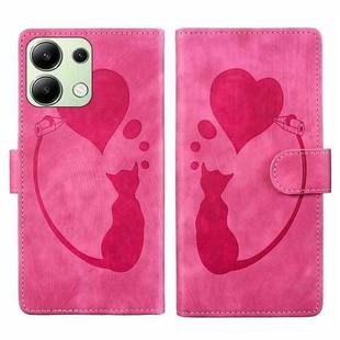 For Xiaomi Redmi Note 13 4G Pen Heart Cat Embossed Leather Phone Case(Pink)