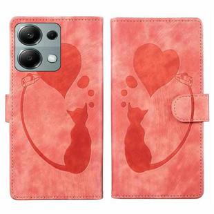 For Xiaomi Redmi Note 13 Pro 4G Pen Heart Cat Embossed Leather Phone Case(Orange)