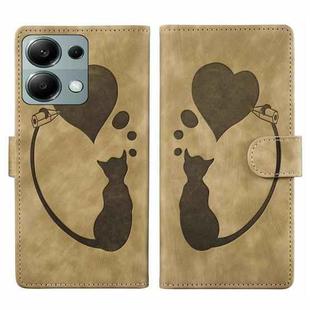 For Xiaomi Redmi Note 13 Pro 4G Pen Heart Cat Embossed Leather Phone Case(Apricot)