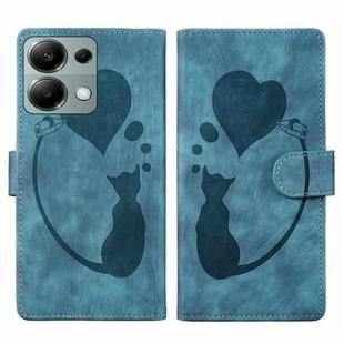 For Xiaomi Redmi Note 13 Pro 4G Pen Heart Cat Embossed Leather Phone Case(Blue)