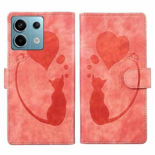 For Xiaomi Redmi Note 13 Pro 5G Pen Heart Cat Embossed Leather Phone Case(Orange)