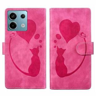 For Xiaomi Redmi Note 13 Pro 5G Pen Heart Cat Embossed Leather Phone Case(Pink)