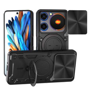 For ZTE nubia Music CD Texture Sliding Camshield Magnetic Holder Phone Case(Black)