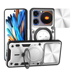 For ZTE nubia Music CD Texture Sliding Camshield Magnetic Holder Phone Case(Silver)