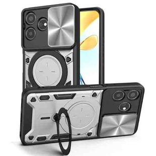 For ZTE Axon 50 Lite 4G CD Texture Sliding Camshield Magnetic Holder Phone Case(Silver)