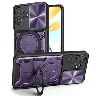 For ZTE Axon 50 Lite 4G CD Texture Sliding Camshield Magnetic Holder Phone Case(Purple)