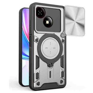 For ZTE Blade A35e 5G CD Texture Sliding Camshield Magnetic Holder Phone Case(Silver)