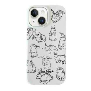 For iPhone 15 Cartoon Film Craft Hard PC Phone Case(Sketch Rabbit)