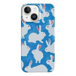 For iPhone 15 Cartoon Film Craft Hard PC Phone Case(Graffiti Rabbit)