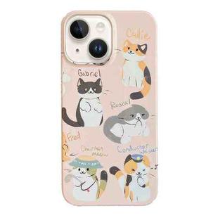 For iPhone 15 Plus Cartoon Film Craft Hard PC Phone Case(Cute Cats)