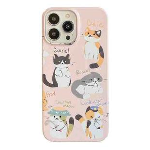 For iPhone 15 Pro Cartoon Film Craft Hard PC Phone Case(Cute Cats)