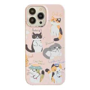 For iPhone 15 Pro Max Cartoon Film Craft Hard PC Phone Case(Cute Cats)