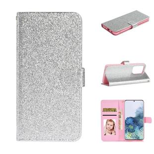 For Samsung Galaxy Note20 Ultra Glitter Powder Horizontal Flip Leather Case with Card Slots & Holder & Photo Frame & Wallet & Lanyard(Silver)