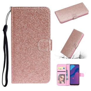 For Huawei P Smart 2020 Glitter Powder Horizontal Flip Leather Case with Card Slots & Holder & Photo Frame & Wallet & Lanyard(Rose Gold)