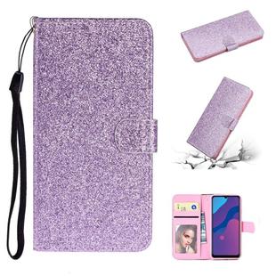 For Huawei P Smart 2020 Glitter Powder Horizontal Flip Leather Case with Card Slots & Holder & Photo Frame & Wallet & Lanyard(Purple)