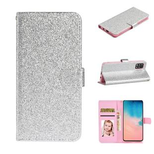 For Huawei Y5p Glitter Powder Horizontal Flip Leather Case with Card Slots & Holder & Photo Frame & Wallet & Lanyard(Silver)