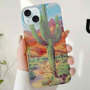 For iPhone 15 Plus Varnishing Water Stick PC Phone Case(Cactus)