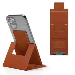 PU Leather Ultra Thin Folding Phone Holder(Brown)