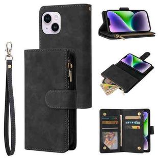 For iPhone 15 Plus Multifunctional Multi-Card Wallet Phone Leather Case(Black)