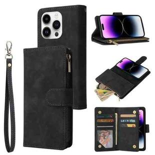 For iPhone 15 Pro Multifunctional Multi-Card Wallet Phone Leather Case(Black)