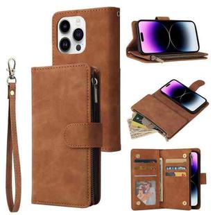 For iPhone 15 Pro Max Multifunctional Multi-Card Wallet Phone Leather Case(Wine Red)