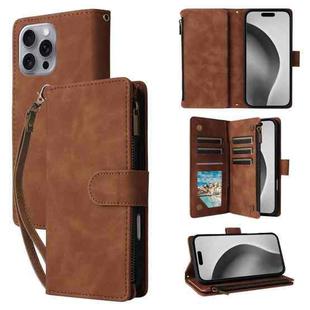 For iPhone 16 Pro Max Multifunctional Multi-Card Wallet Phone Leather Case(Brown)
