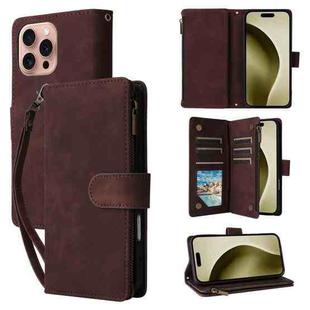 For iPhone 16 Pro Multifunctional Multi-Card Wallet Phone Leather Case(Coffee)