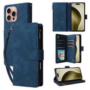 For iPhone 16 Pro Multifunctional Multi-Card Wallet Phone Leather Case(Blue)