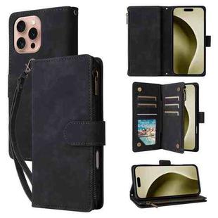 For iPhone 16 Pro Multifunctional Multi-Card Wallet Phone Leather Case(Black)